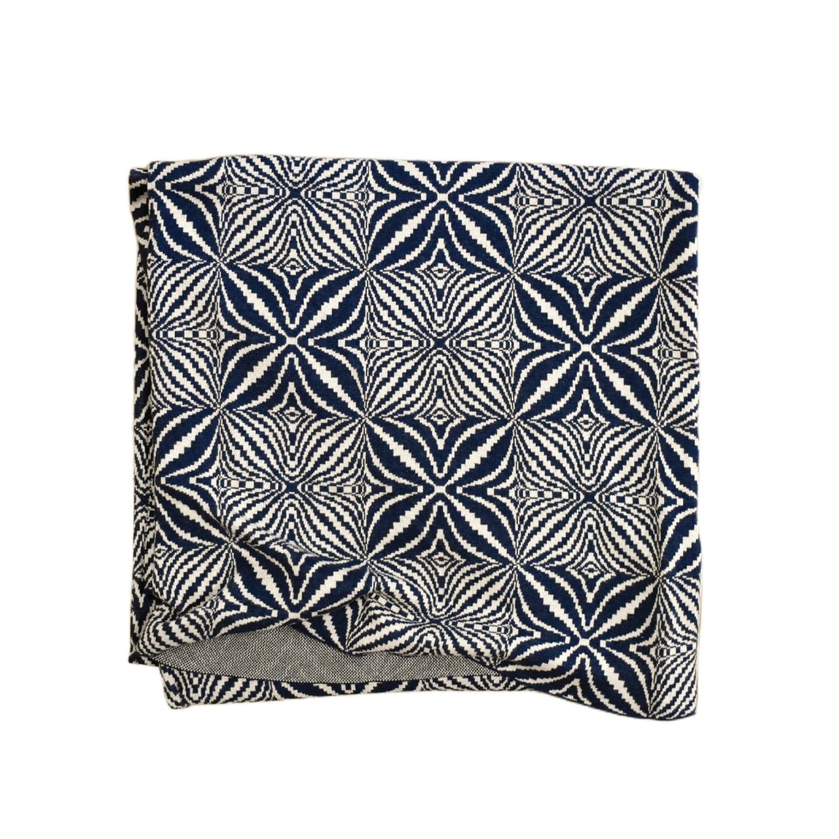 Bow Knot Check Blanket - Navy - SpaceHavenHome