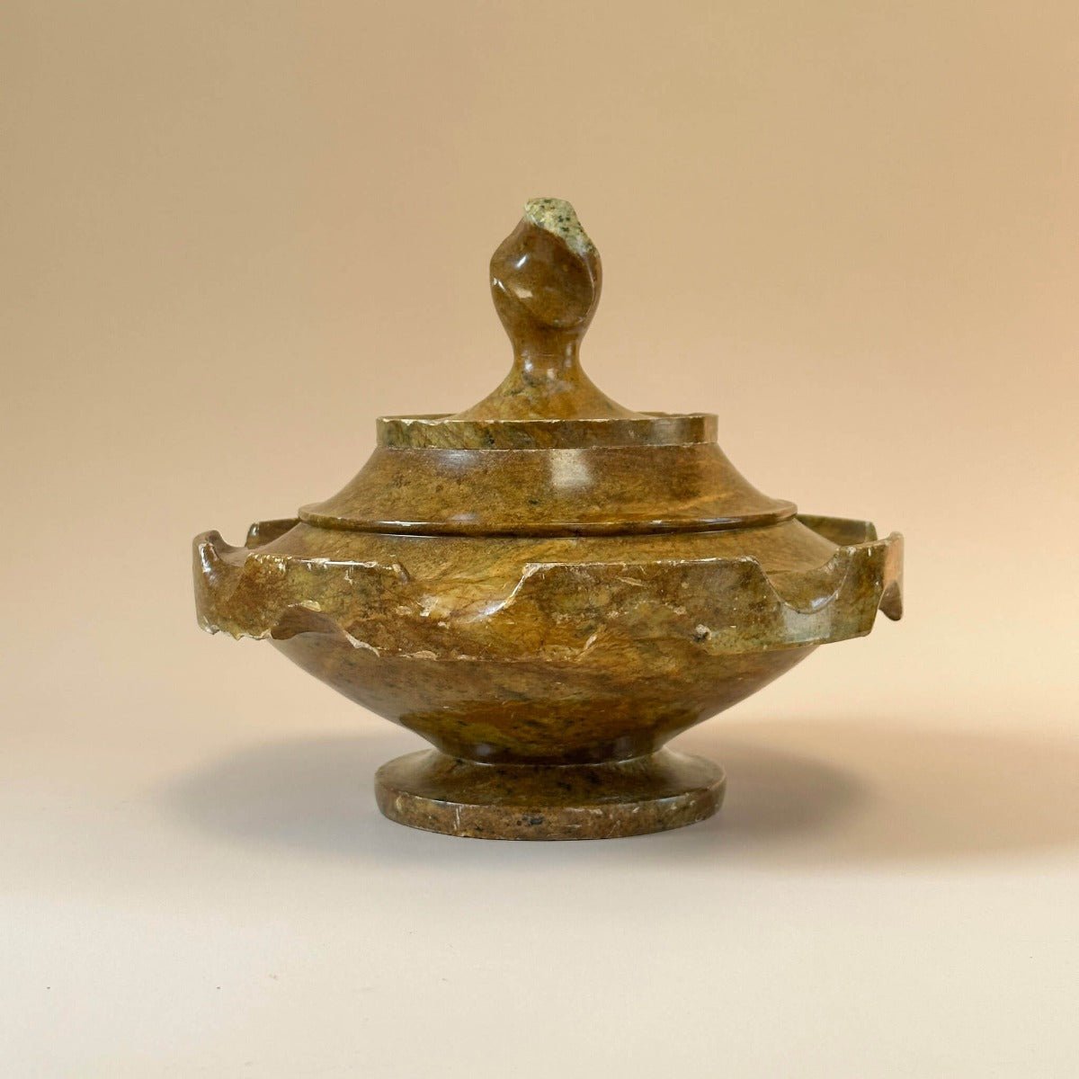 Carved Soapstone Lidded Urn - SpaceHavenHome