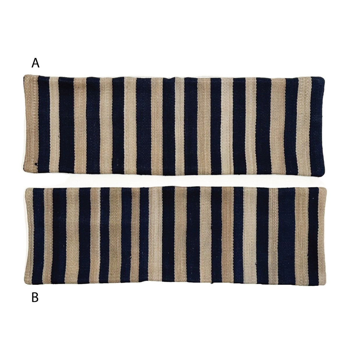 Navy & Beige Striped Lumbar Pillow Cover (12"x36") - SpaceHavenHome